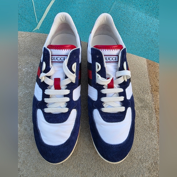 Gucci Shoes - Gucci Signature Stripe Ace Suede/Nylon Sneakers- Authentic- Womens(EU 37.5 US 7)